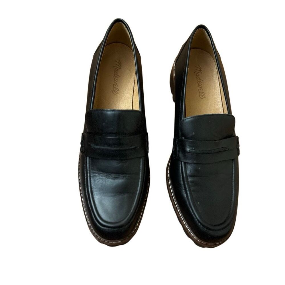 Madewell The Corinne Lugsole Loafer in True Black Leather Size 9 Women’s - Picture 2 of 8